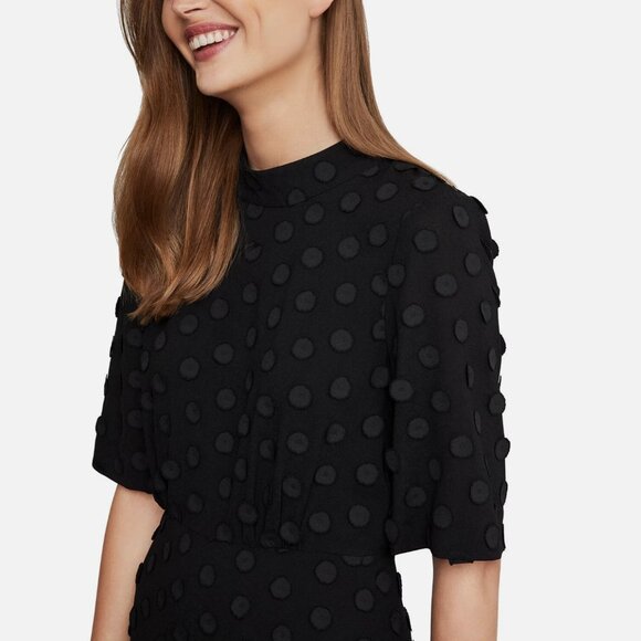 New Clipped Jacquard Midi Mod Dress BCBGMAXAZRIA Retro Vintage Inspired Modern - Picture 3 of 14